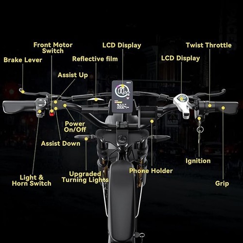 Electric-Bicycle 1500W/3000W Adults E-Bike 20'' Fat Tire Mountain MTB 20/46Ah UL - Picture 8 of 9