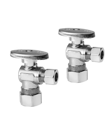 EFIELD 2 PCS 5/8'' OD (1/2'' NOM) X 3/8'' OD 1/4TURN COMPRESSION ANGLE STOP VALVE