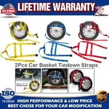 Adjustable Heavy Duty Car Tire Tow Dolly Straps Basket Strap Wheel Net Flat Hook