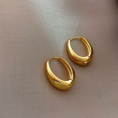 Pendientes de aro grandes de oro - 50 mm de espesor tubo redondo círculo pendiente joyería de moda - Imagen 14 de 39