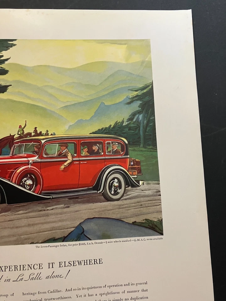 Red 1930s LaSalle by Cadillac - Vintage Original Color Print Ad Garage Wall Art - Image 3 of 4