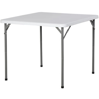  34'' Portable Plastic Dining Card Table  Fold-in-Half w/ Handle Outdoor Party