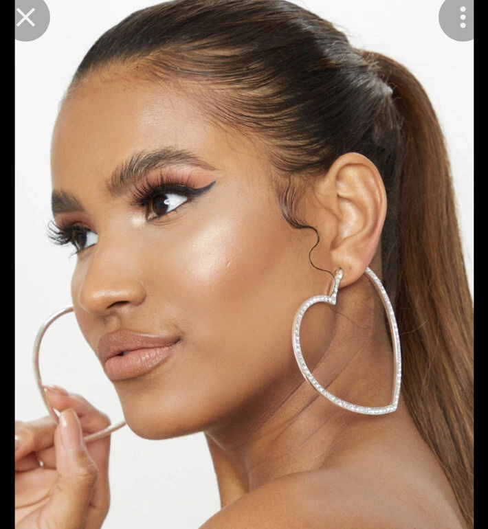 Big heart hoop earrings deals