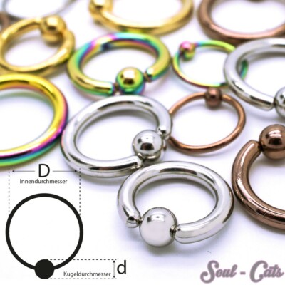 Piercingring Klemmkugelring Captive Bead Ring Chirurgenstahl gold schwarz silber