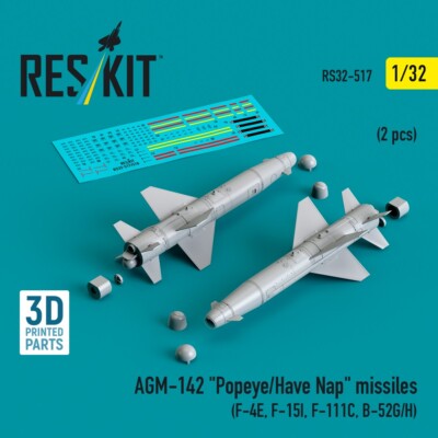 AGM-142 Popeye/Have Nap Missiles 2pcs 1:32 RS32-0517 for Aircraft Model Kit