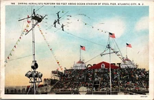 Postcard Daring Aerialists Perform Steel Pier Atlantic City New Jersey 1933
