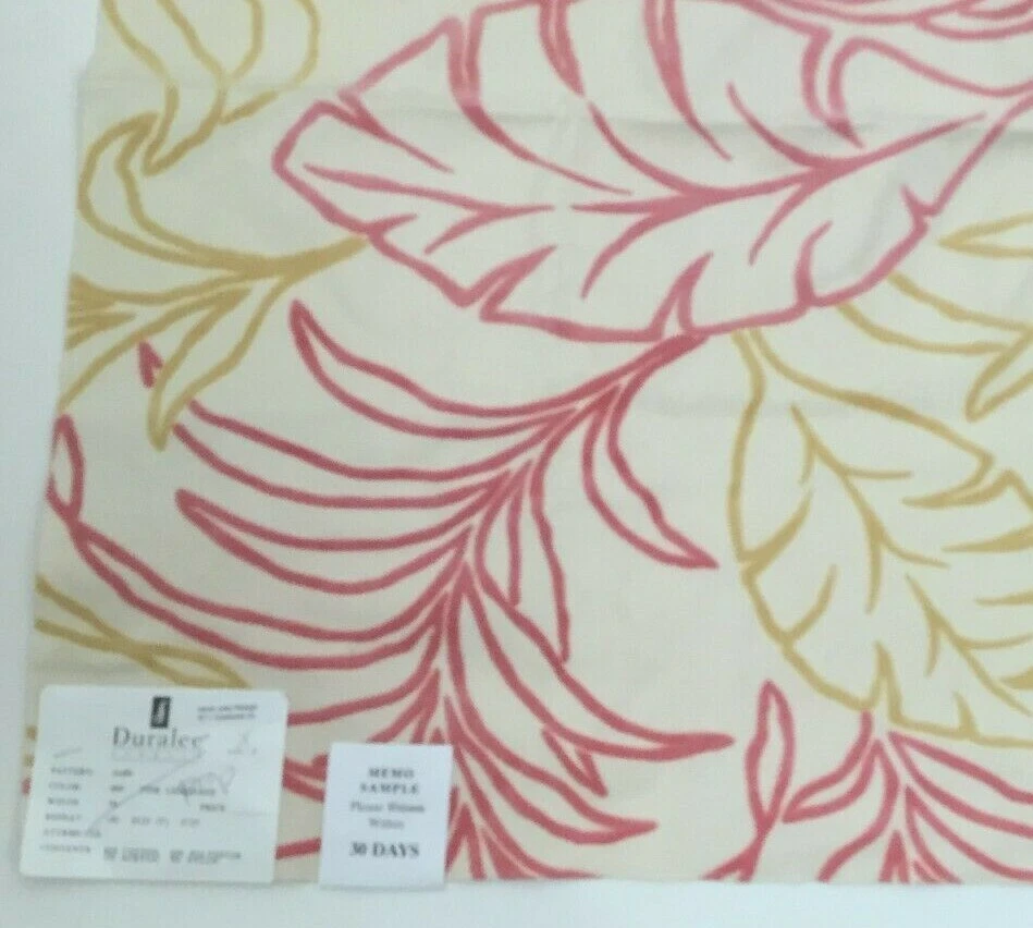 Duralee Upholstery Swatch Pink Lemonade Yellow Embossed Velvet Palm Fronds 25x26 - Image 2 of 4