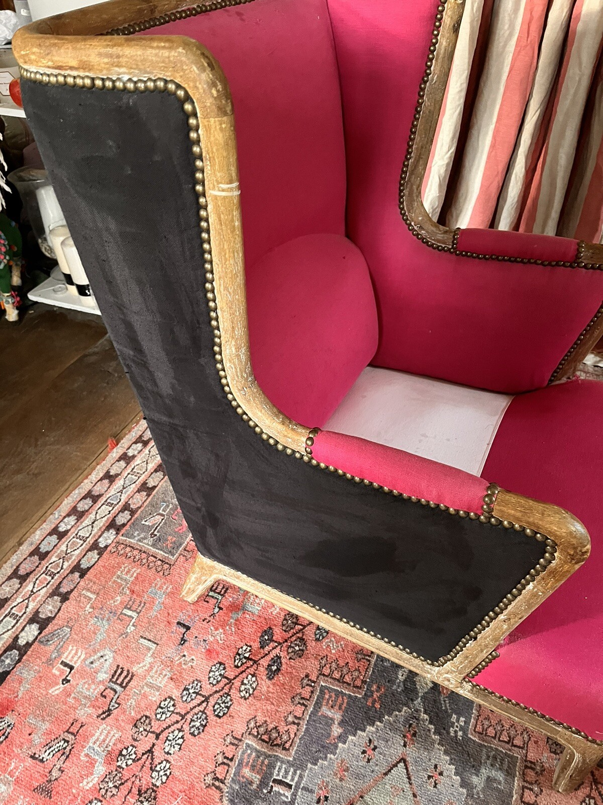 Graham and Green Valentin pink linen armchair eBay