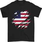 Torn Liberia Flag Liberian Day Football Mens T-Shirt 100% Cotton