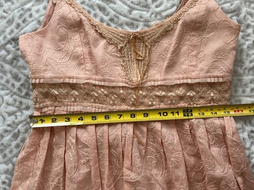 Vtg Y2K Lace Embroidered Cotton Balletcore Fairy Coquette Feminine Dress 8 Pink - Picture 6 of 13