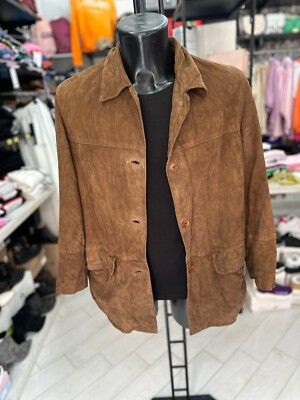 GENERICO genuine leather jacket used women woman size 50 brown LLV74