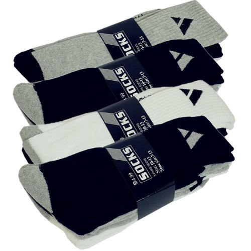 6 Pairs Mens Adi Solid Sports Athletic Work Crew Long Cotton Socks Size 9-11 - Picture 4 of 6