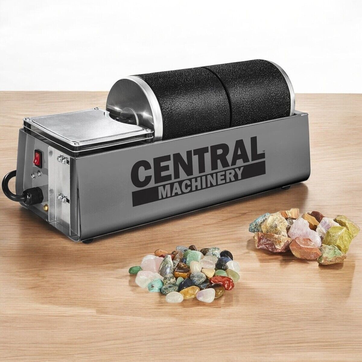 Dual Drum Rotary Rock Tumbler 120V Machine Brass Polish Rubber - Main Image