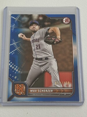 2022 Bowman Paper Max Scherzer NY Mets Blue parallel 052/150