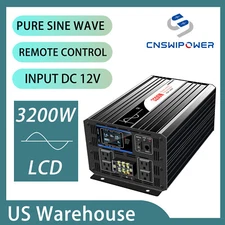 12V 3200W Pure Sine Wave Inverter w/ LED Display and Wireless Remote 3000W
