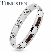 Tungsten Carbide Bracelet - Magnetic Pain Relieve Men Bracelet Carbon Fiber 