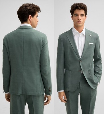 Strellson Modular Acon Blazer EU56 Slim Fit Sage Green Lightweight Wool Blend