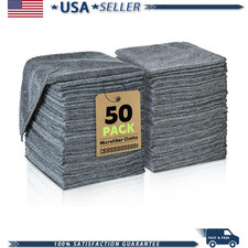 Microfiber Cleaning Cloths Bulk 50 Pack Gray, 12x12 Inches, Ultra Absorbent Towe