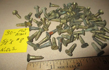 30--VINTAGE SOLID BRASS WOOD SCREWS WITH FLAT SLOT HEADS, 5/8" LONG X #8=11/64"