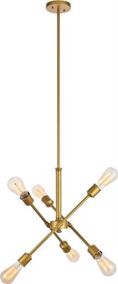 Axel Brass Pendant Light with Six Adjustable Lamps