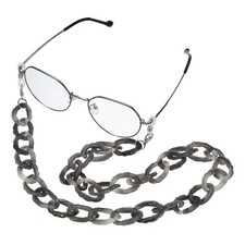 Glasses Chain, Oval Beaded Eyeglass Holder Chain Strap , Translucent Gray