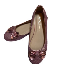 Ballet Flats Shoes Youth Girls 2 Nina Girls PINK Glitter Bow