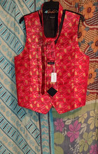 Men's Enlision 3 Piece Christmas Suit Vest Necktie  Pocket Square NEW M 44ch