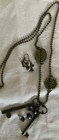 Skeleton key, mixed media necklace and earrings SET. Upcycled handmade.  — photo 9