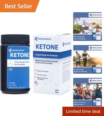 100 Easy-To-Use Ketone  Strips for Accurate Urinalysis   Keto Monitoring