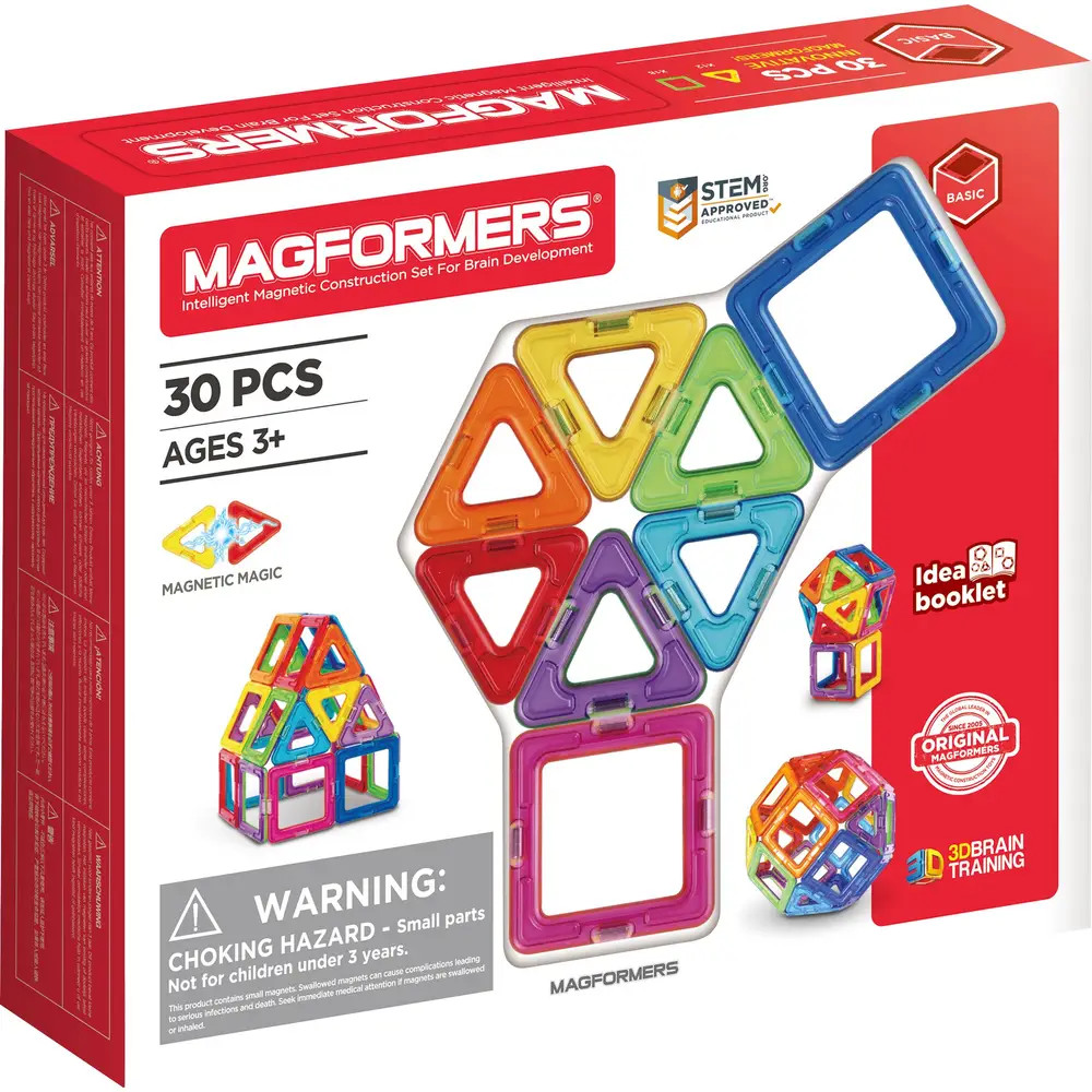 Magformers 701005 Konstruktionsspielzeug Basic 30 Teile Set Magnetspielbausteine - Bild 3