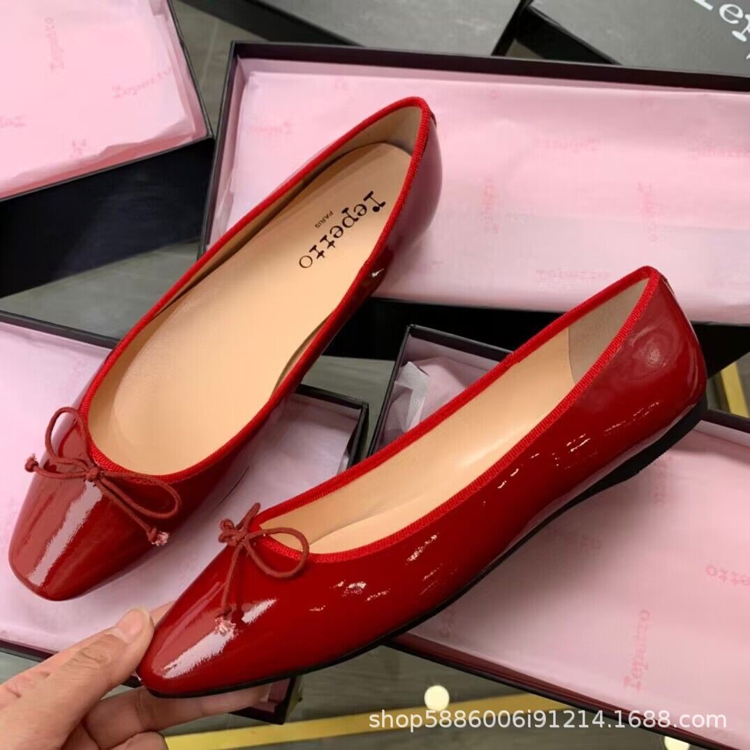 Repetto French Fashion Ballet Shoes Flat Bow, Square Head Patent