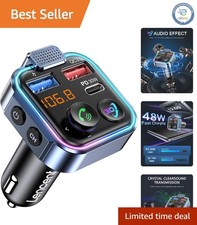 Multi-Function Bluetooth FM Transmitter with 3D Audio, USB Support  LED Design