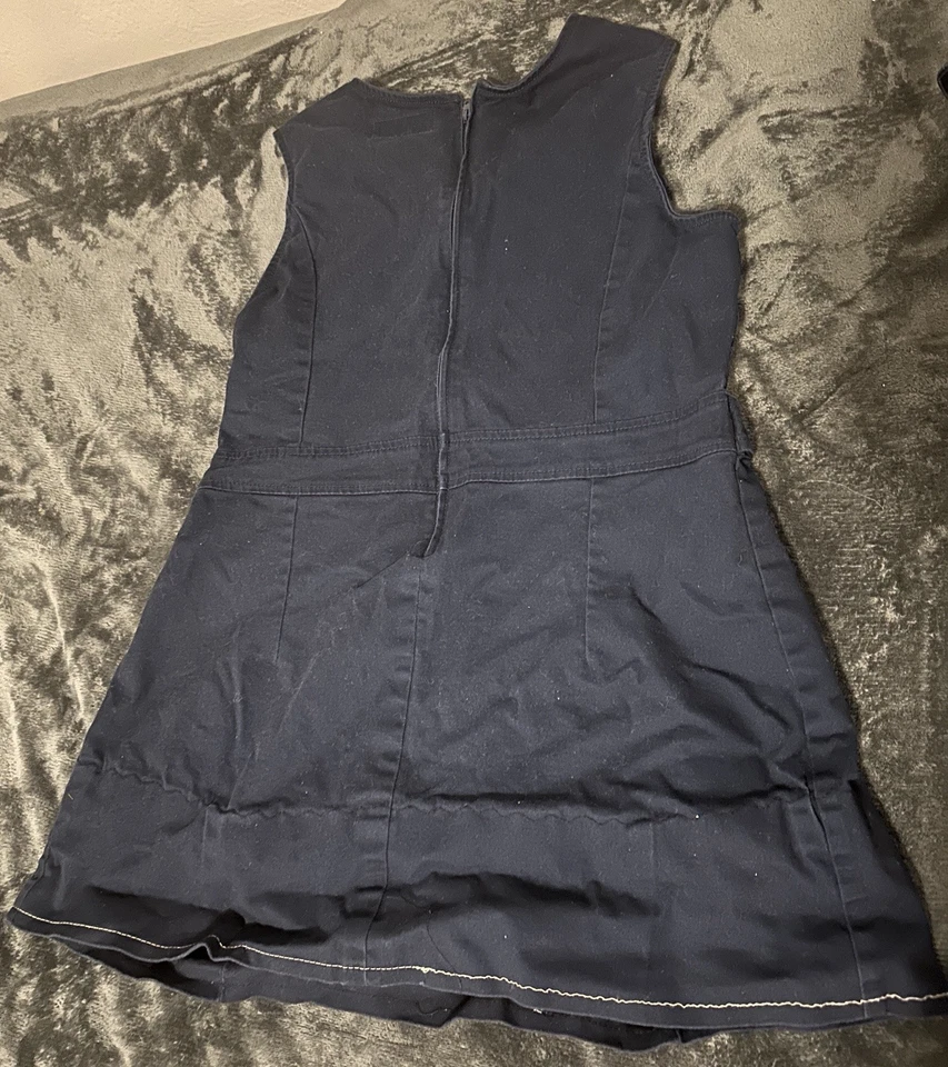 Vestido de verano azul marino antiguo para niñas talla XXL Plus con dobladillo añadido inferior Foto 2 de 4