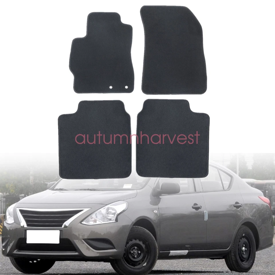 Alfombrillas de terciopelo delanteras y traseras negras 4 piezas nuevas para Nissan Versa 2012-2019 Foto 2 de 4