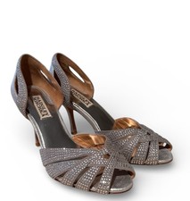 Badgley Mischka Tatiana Open Toe Pumps Silver Rhinestones Size 6 M
