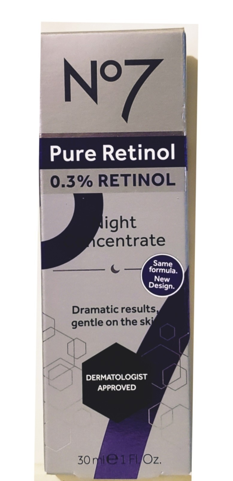 No7 PURE RETINOL 3%Retinol Night Concentrate Full Sz 30ml New In Original Box 
