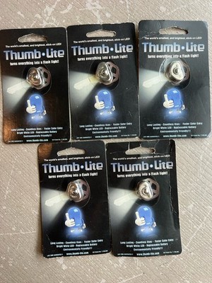 Lot of 5 Thumb Lite LED Keychain Lights Stick-On Flashlight New Sealed