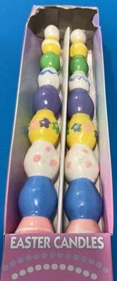 Vintage CVS 10'' Easter Candles NIB Stacked Eggs Pink Blue Yellow Green