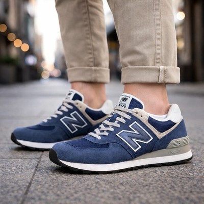 New Balance 574 Mens 8.5D Navy Blue Core Classic Casual Sneakers Shoes ML574EVN