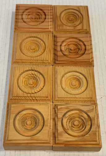 8 Solid Pine Rosette Bullseye Moldings, 2-1/2 x 2-1/2 x 7/8 Inches