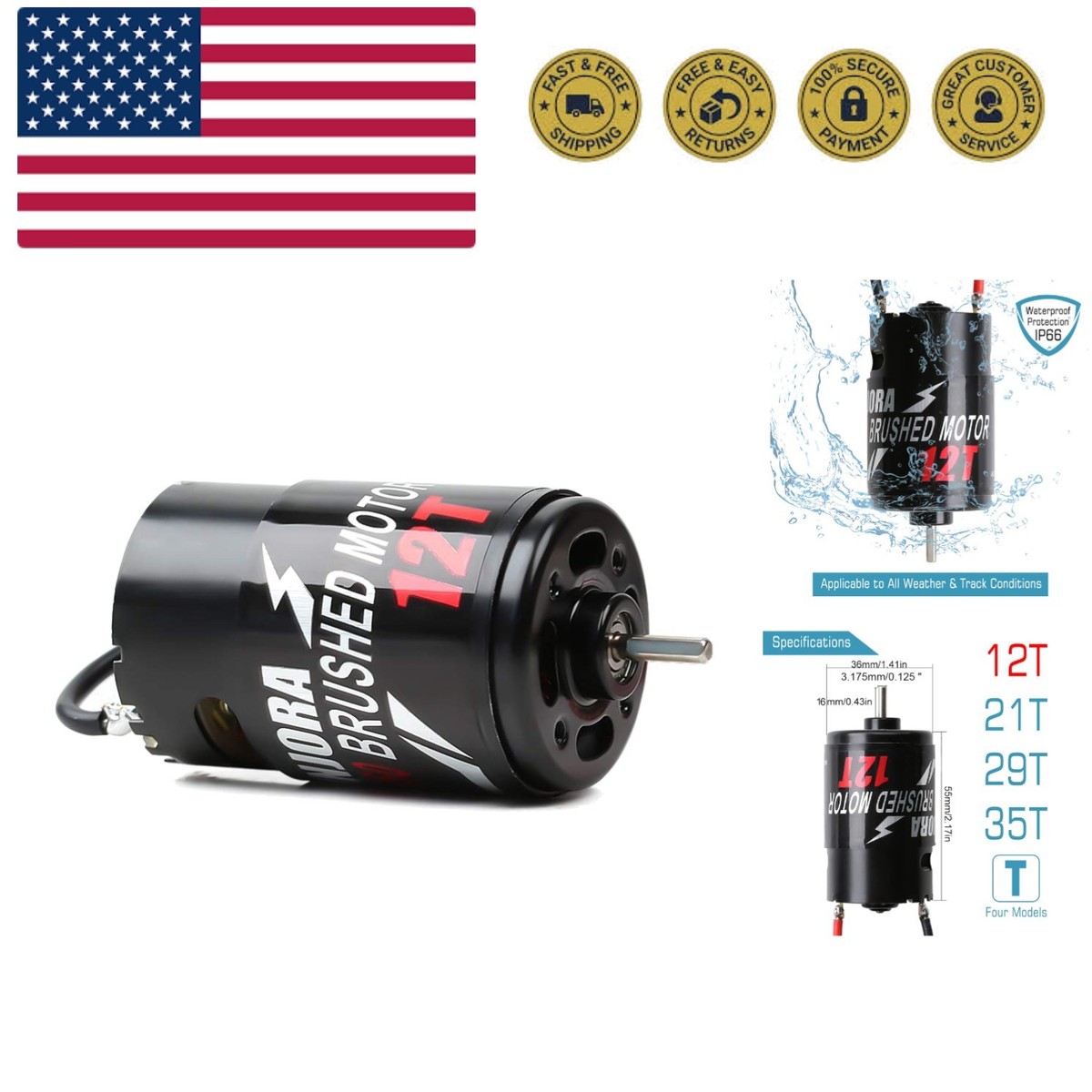 Motore outrunner impermeabile a coppia elevata C2830 motore brushless nero rosso per aereo RC