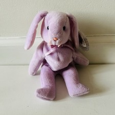 TY Beanie Buddy - FLOPPITY the Purple Bunny Stuffed Animal Toy Retired Easter