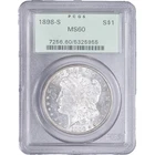1898-S PCGS MS60 OGH MORGAN SILVER DOLLAR OLD GREEN HOLDER