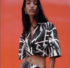 NEW ZARA Crop Charcoal Cream Twist Front fun  Print Bloggers Fav womens XS