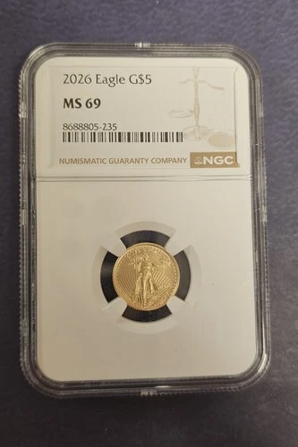 U.S. Mint American Eagle 2026 $5 Gold Coin 1/10 oz NGC MS 69