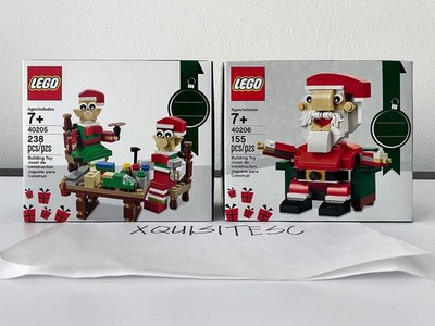 NEW LEGO Seasonal 40205 Two Elves + 40206 Santa Clause RETIRED 2 Sets Box Tears