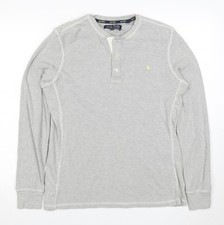 Jack Wills Mens Grey Henley Sweatshirt Small Long Sleeve Cotton