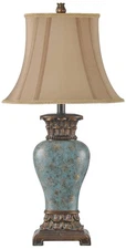 Stylecraft 30" Oval Shade and Blue Urn Traditional Table Lamp