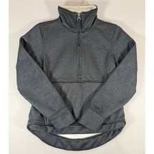 The North Face Womens Gray Sherpa Lined Quarter Zip Fleece Pullover Small SP