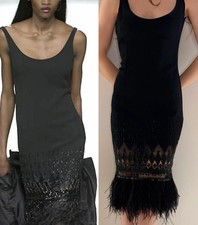 Valentino Vintage Fall / Winter 2000 Runway Black Embellished Beaded Midi Dress